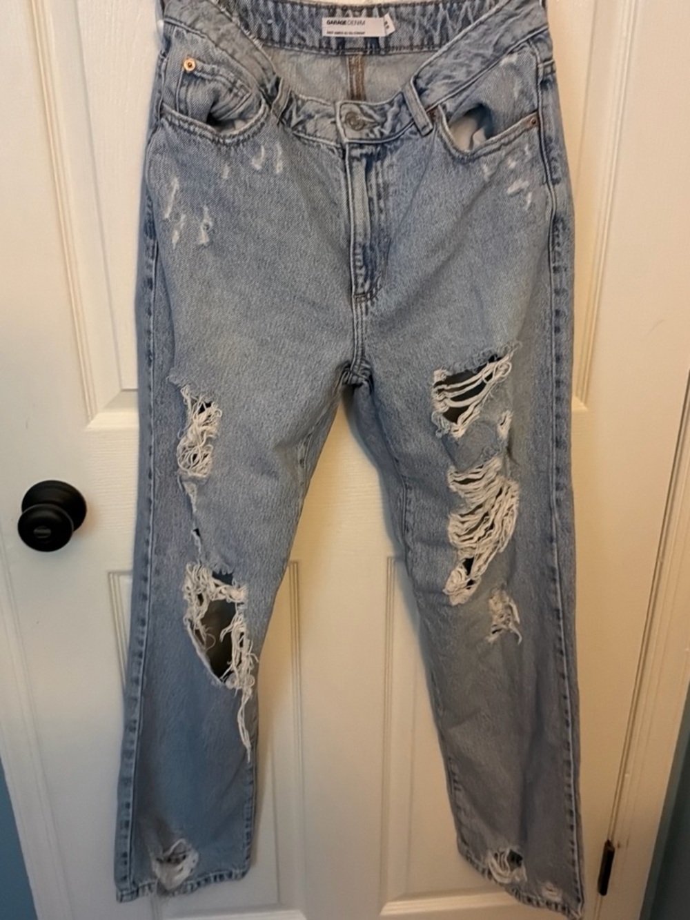Garage Light Blue Distressed Boyfriend Jeans